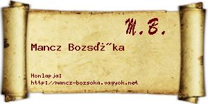 Mancz Bozsóka névjegykártya